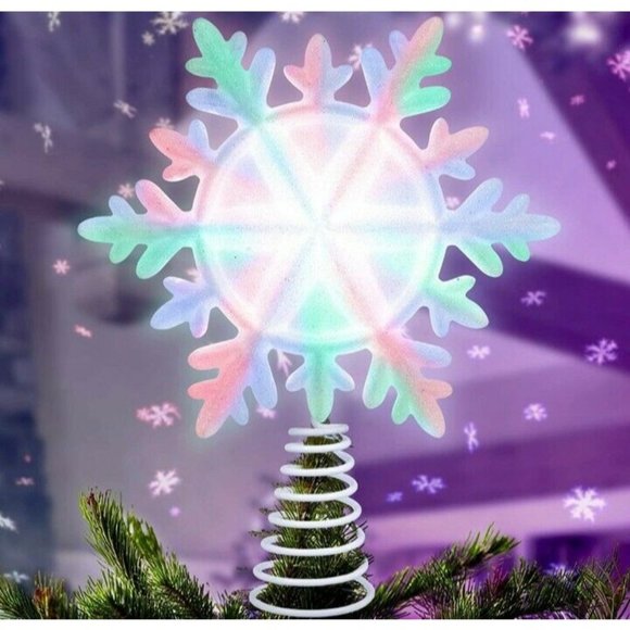 Yunlights Holiday Christmas Tree Topper Lighted Snowflake Tree Topper With Colorful Changing
